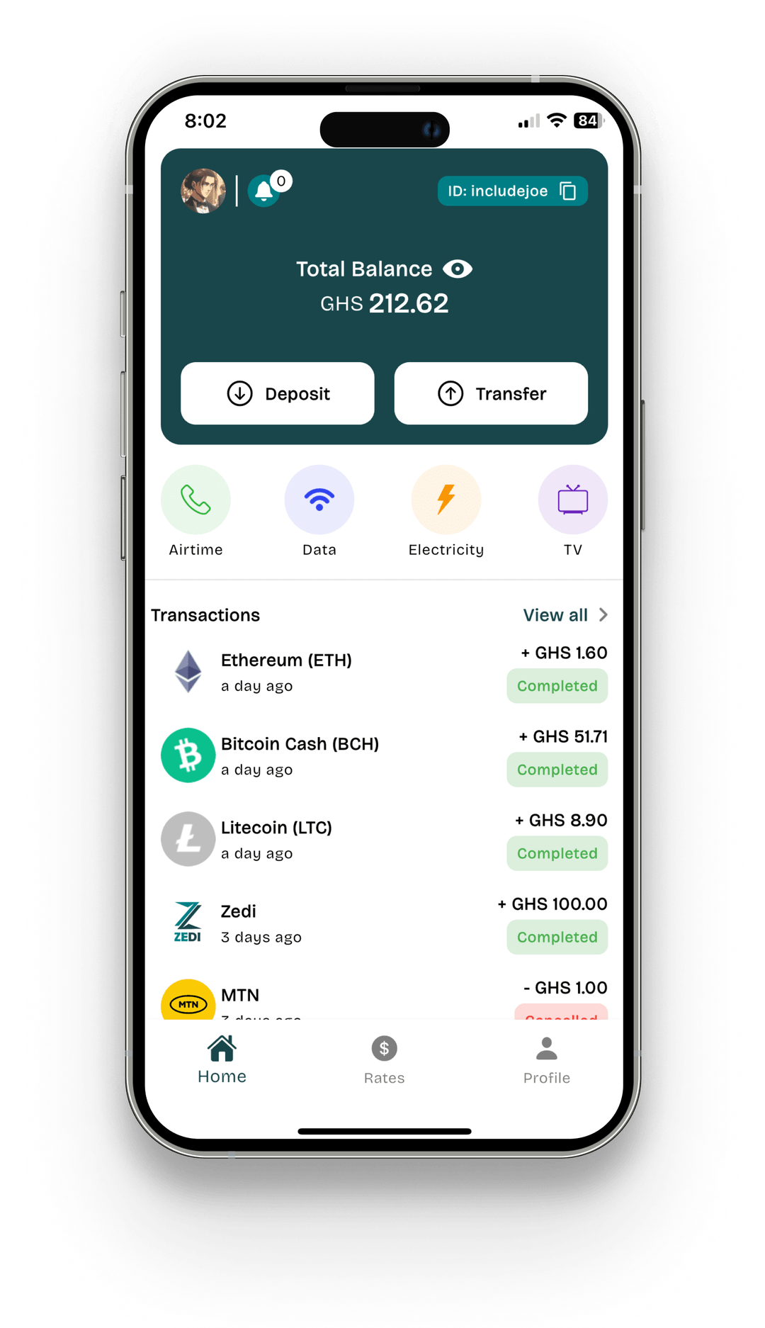 Zedi Home screen layout for mobile phones