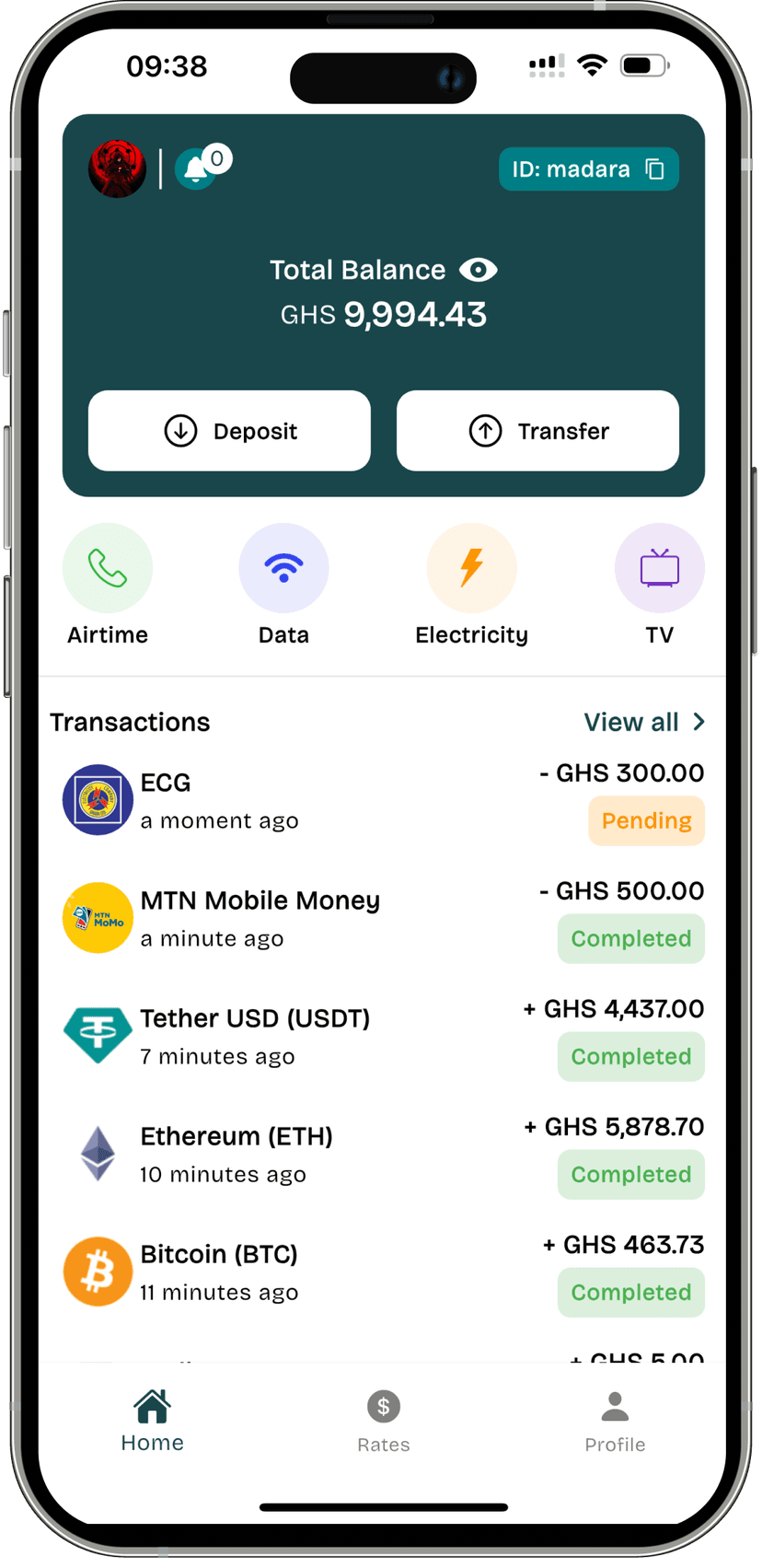 Zedi Home screen layout for mobile phones